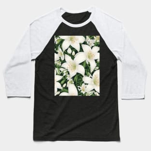 White lily pattern Baseball T-Shirt